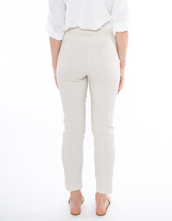 Mini Geo Bengaline Pant Putty/White