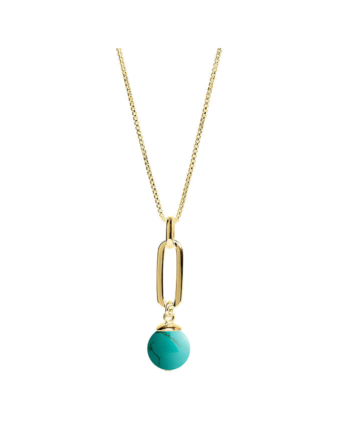Enchantress Yellow Gold Turquoise Pendant Necklace