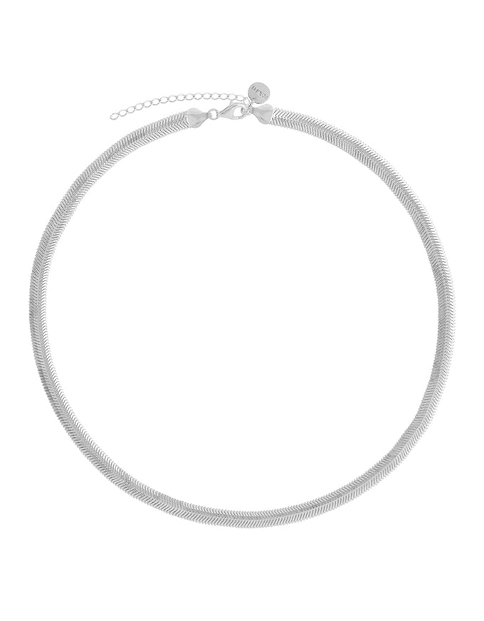 Celestine Silver Serpent Chain Necklace (Luxe)
