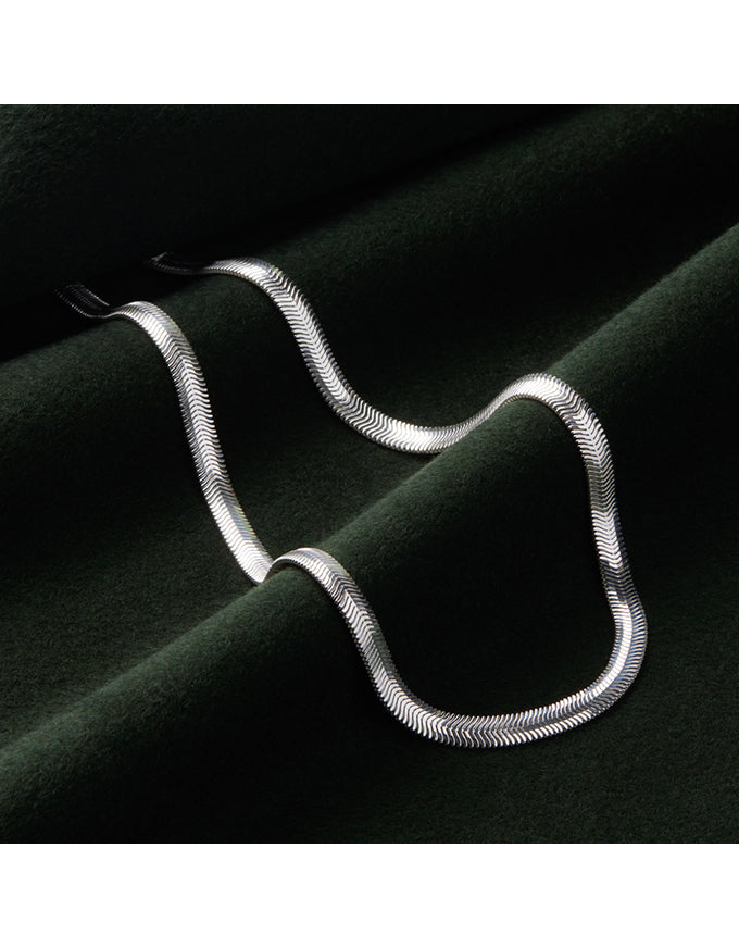 Celestine Silver Serpent Chain Necklace (Luxe)