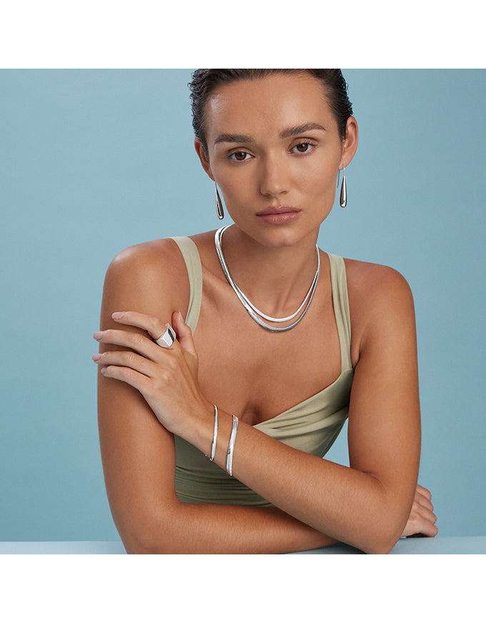 Celestine Silver Serpent Chain Necklace