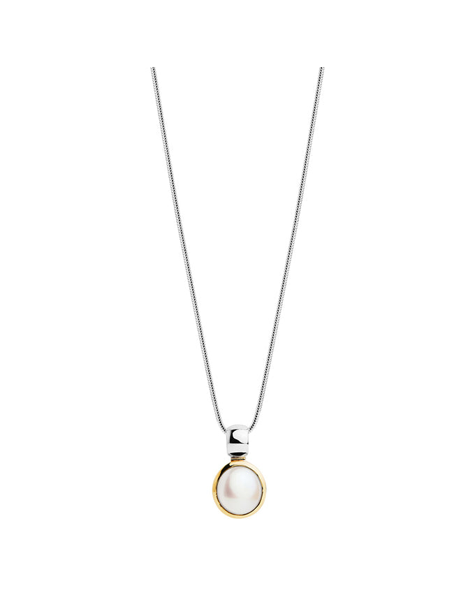 Chroma Pearl (55cm+ext) Snake Chain Necklace Silver