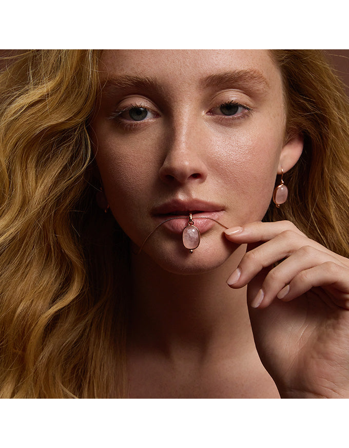 Fleur Rose Quartz Pendant Rose Gold