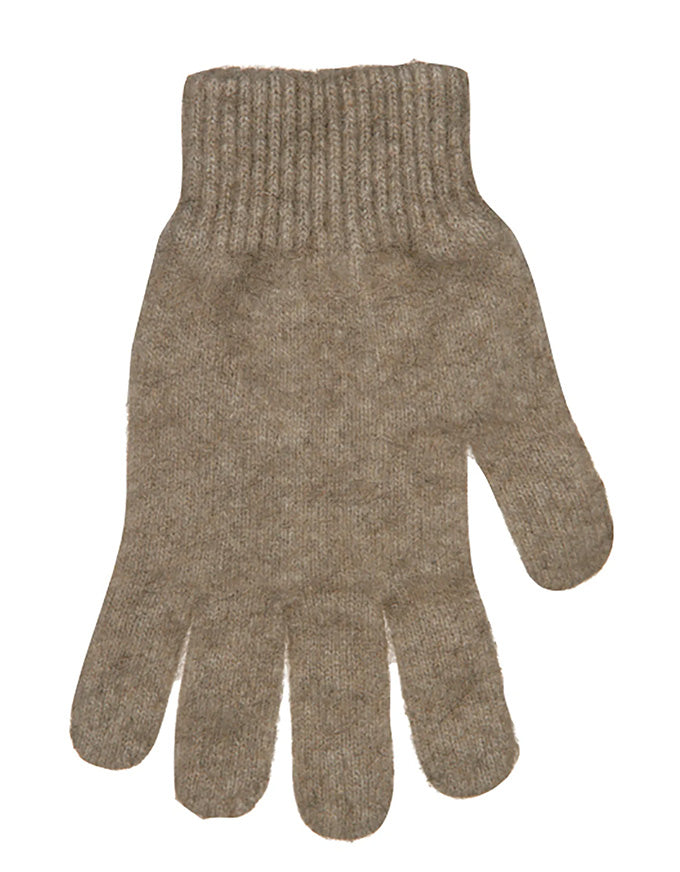 Brown knitted glove on a white background