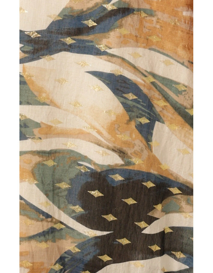 La Mer Midi Dress - Navy Sand Gold