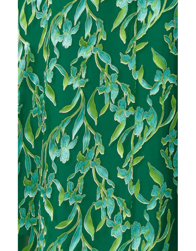 Orchid Wrap Midi Dress - Green Botanical