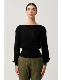 Marley Braided  Pointelle Knit in Black