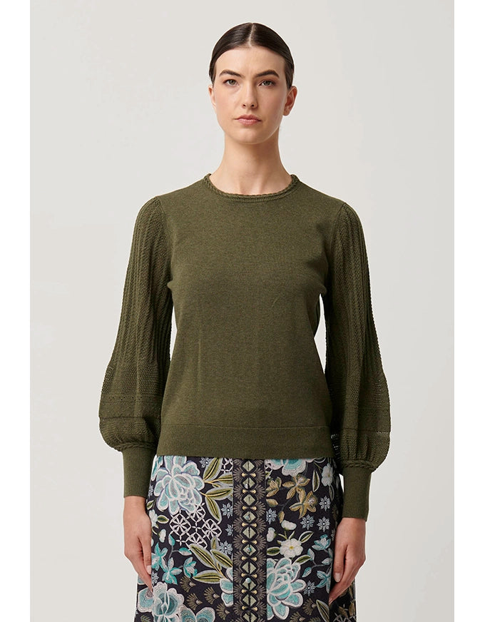 Eastyn Merino Wool Cotton Blend Knit in Moss