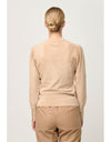 Celia Viscose Nylon Button Cuff Knit Top Bourbon