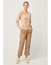 Celia Viscose Nylon Button Cuff Knit Top Bourbon
