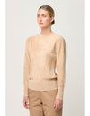 Celia Viscose Nylon Button Cuff Knit Top Bourbon