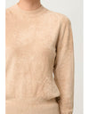 Celia Viscose Nylon Button Cuff Knit Top Bourbon