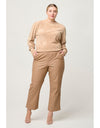Celia Viscose Nylon Button Cuff Knit Top Bourbon