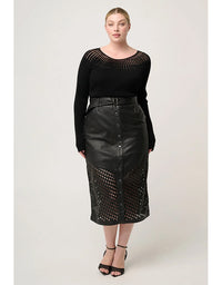 Rhiannon Sheer Neckline Knit Top Black
