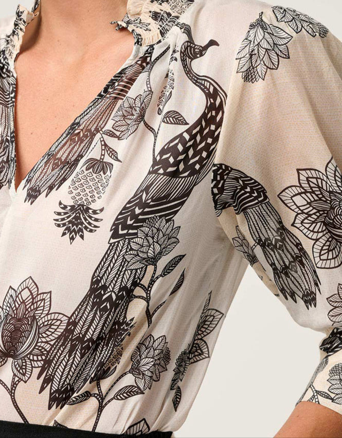 Oleander Shirred Blouse Imperial Stone