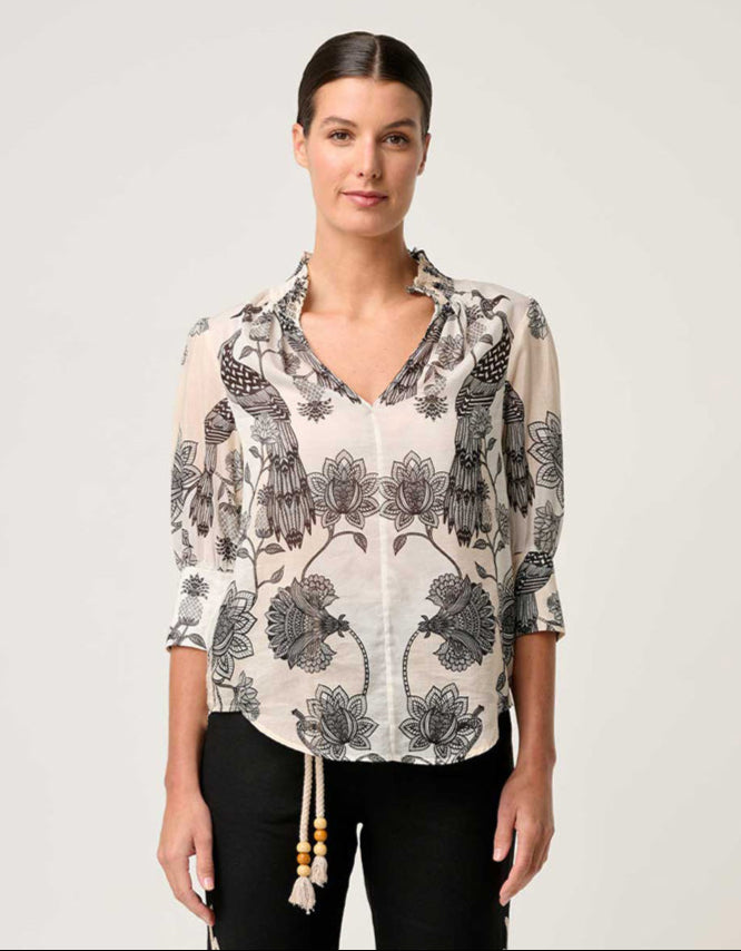 Oleander Shirred Blouse Imperial Stone