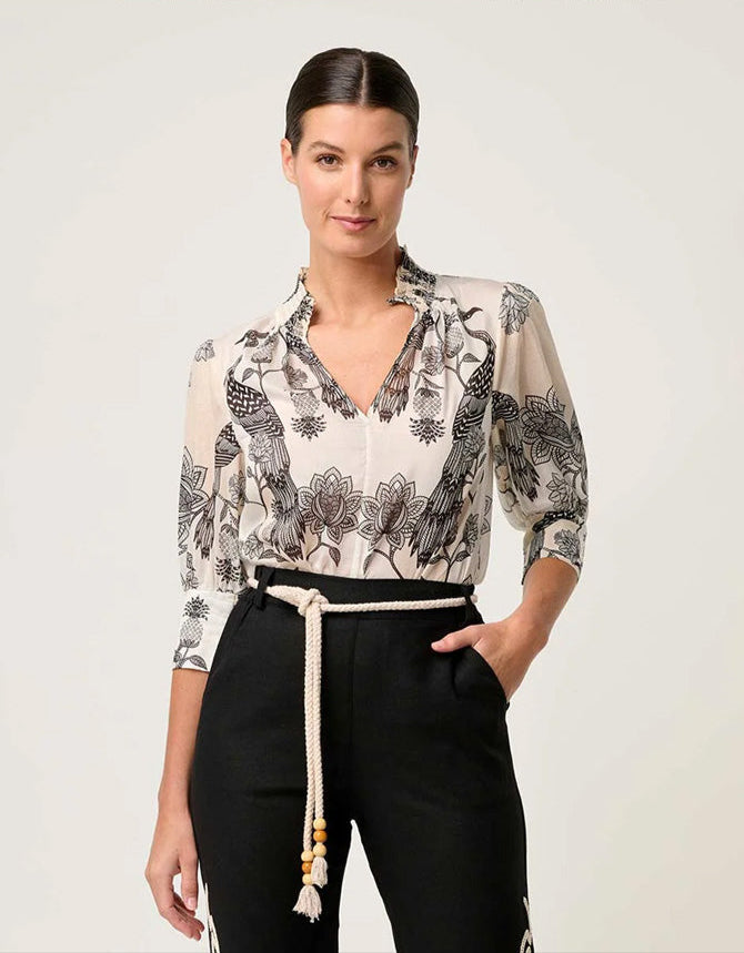 Oleander Shirred Blouse Imperial Stone