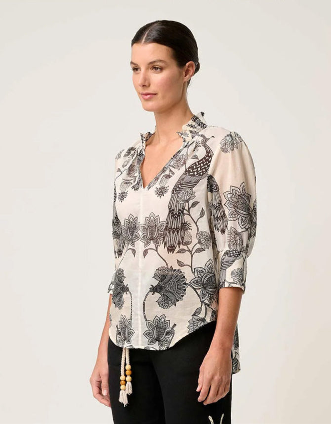 Oleander Shirred Blouse Imperial Stone
