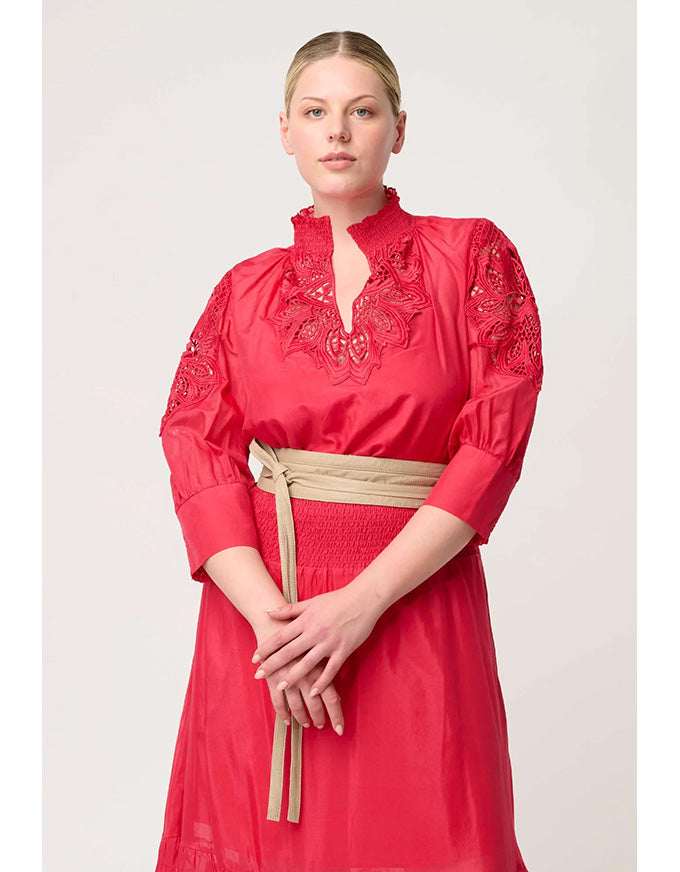 Oleander Cotton Silk Blouse Ruby