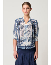 Bijou Cotton Silk Shirt Ink Fle