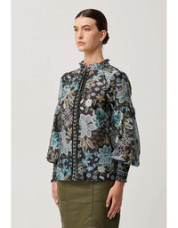 Knox Cotton Silk Shirt in Dahlia Fields