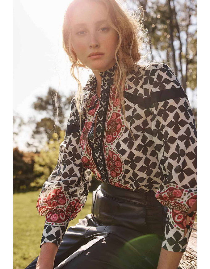 Astrid Cotton Silk Shirt in Country Tapestry