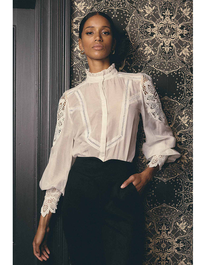 Sevilla Lace Detail Shirt Blanca