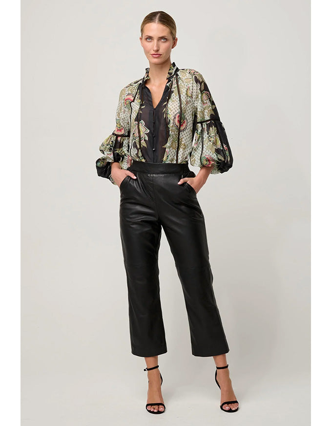 Espada Lace Trim Blouse Mariposa Nero
