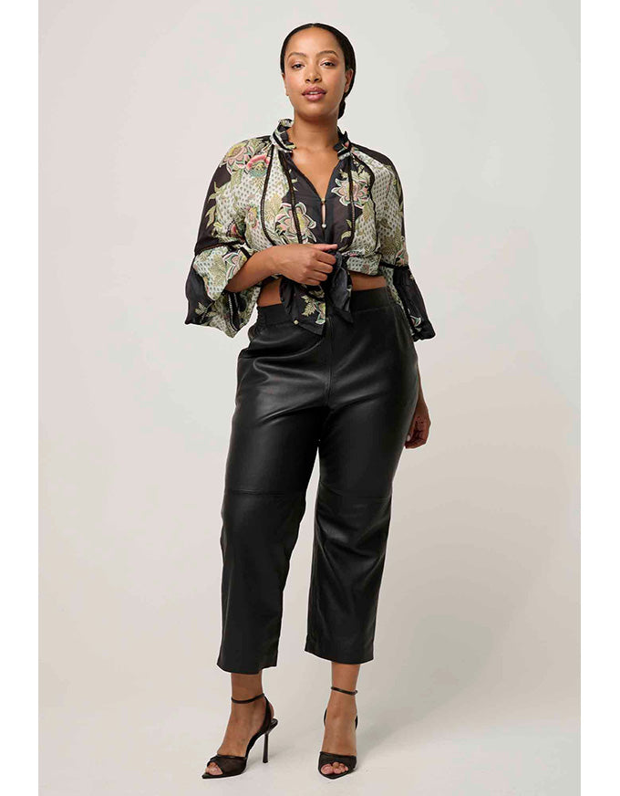 Espada Lace Trim Blouse Mariposa Nero