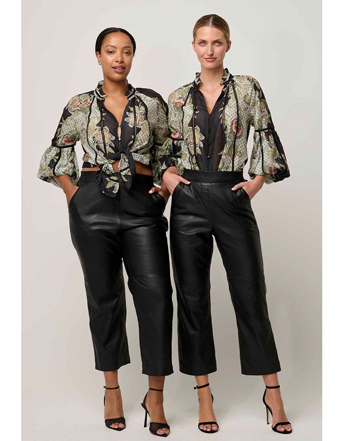 Espada Lace Trim Blouse Mariposa Nero