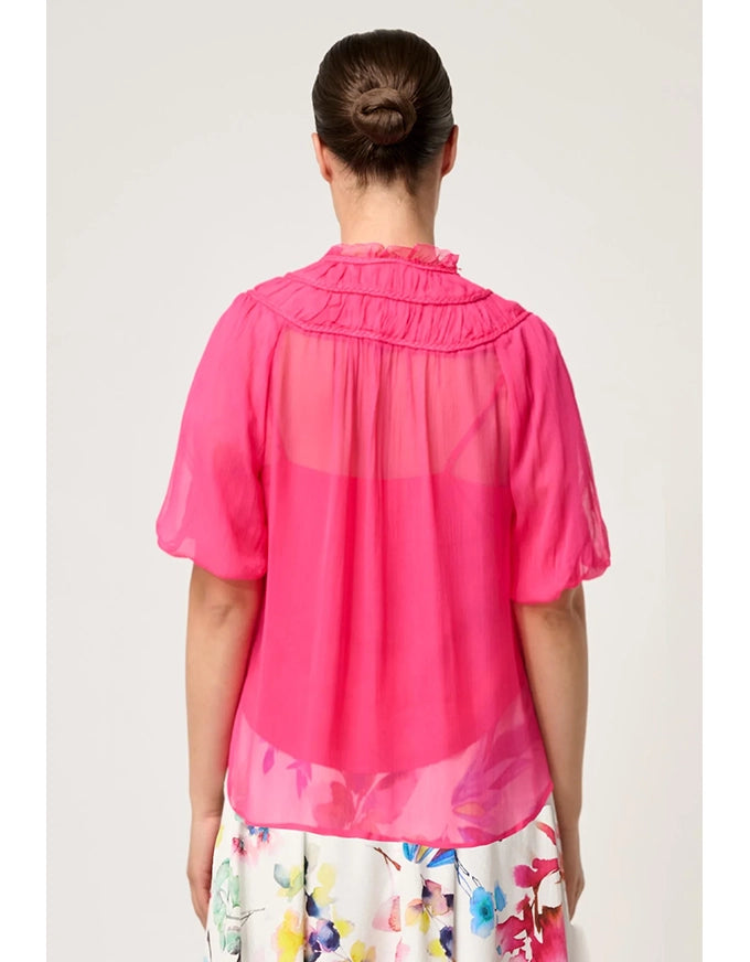 Selini Braided Chiffon Blouse Celosia Pink