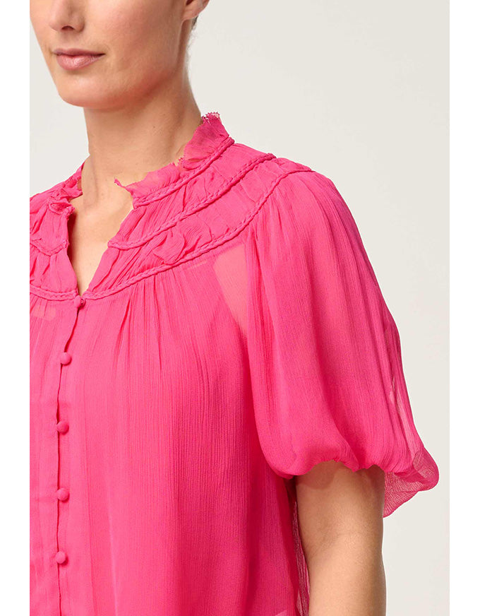 Selini Braided Chiffon Blouse Celosia Pink