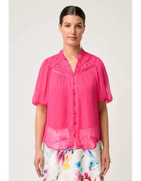 Selini Braided Chiffon Blouse Celosia Pink