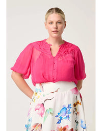 Selini Braided Chiffon Blouse Celosia Pink