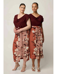 Marisol Cowl Neck Jersey Top Rosewood