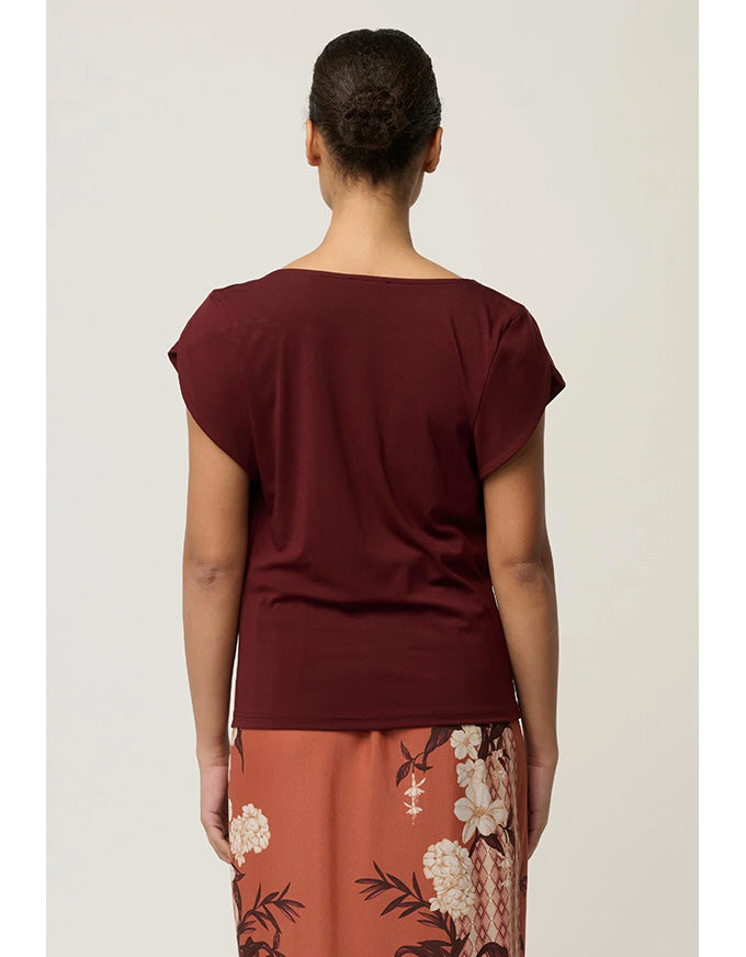 Marisol Cowl Neck Jersey Top Rosewood
