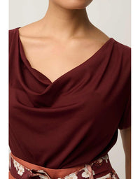 Marisol Cowl Neck Jersey Top Rosewood
