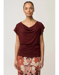 Marisol Cowl Neck Jersey Top Rosewood