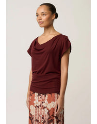 Marisol Cowl Neck Jersey Top Rosewood