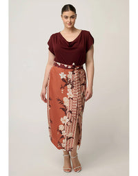 Marisol Cowl Neck Jersey Top Rosewood