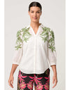 Callisto Cotton Slub Embroidered Shirt Ivory