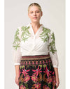 Callisto Cotton Slub Embroidered Shirt Ivory