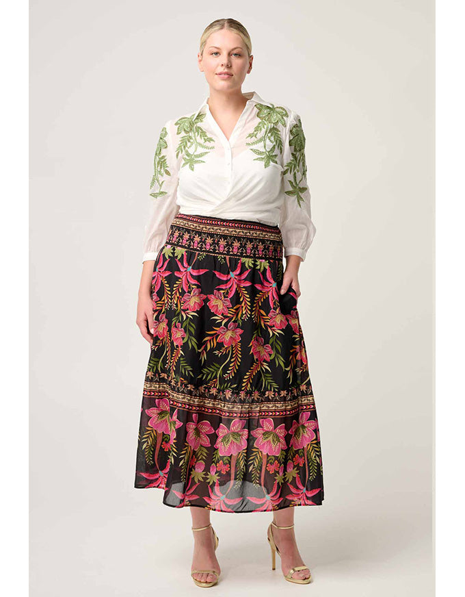 Callisto Cotton Slub Embroidered Shirt Ivory