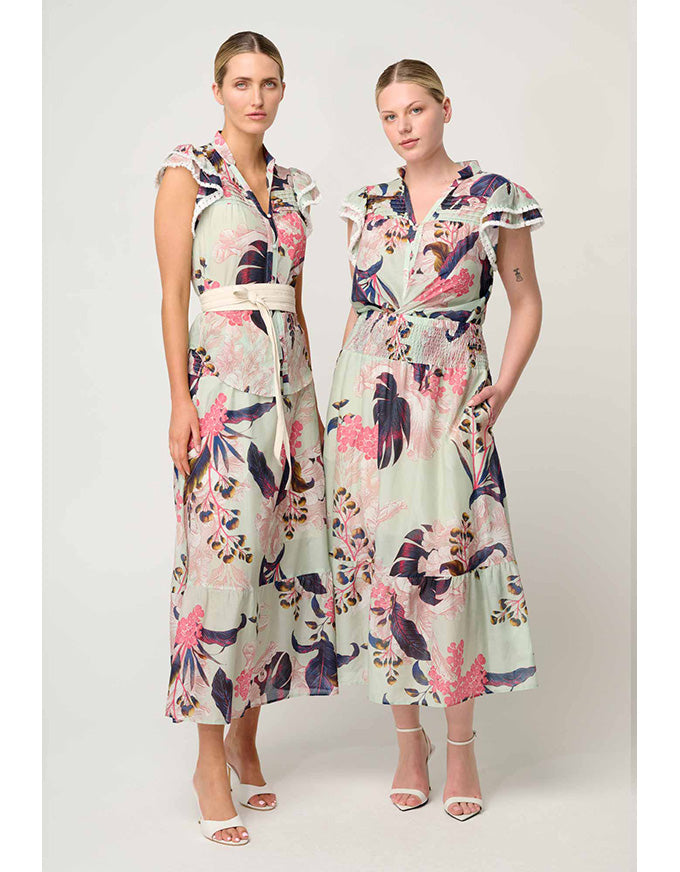 Luma Silk Cotton Flutter Top Oasis Flora