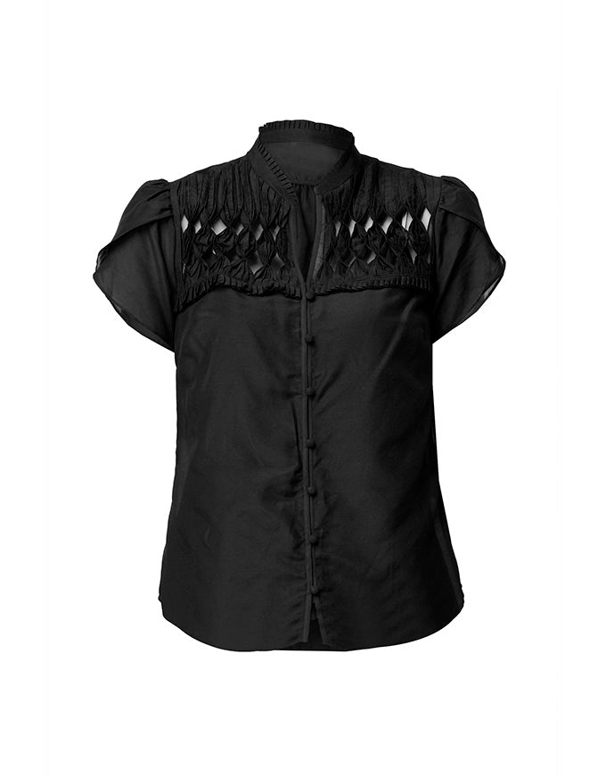 Dalia Diamond Smock Shirt Onyx