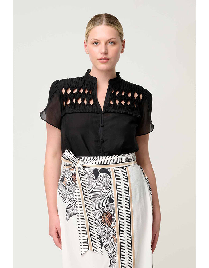 Dalia Diamond Smock Shirt Onyx