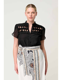 Dalia Diamond Smock Shirt Onyx