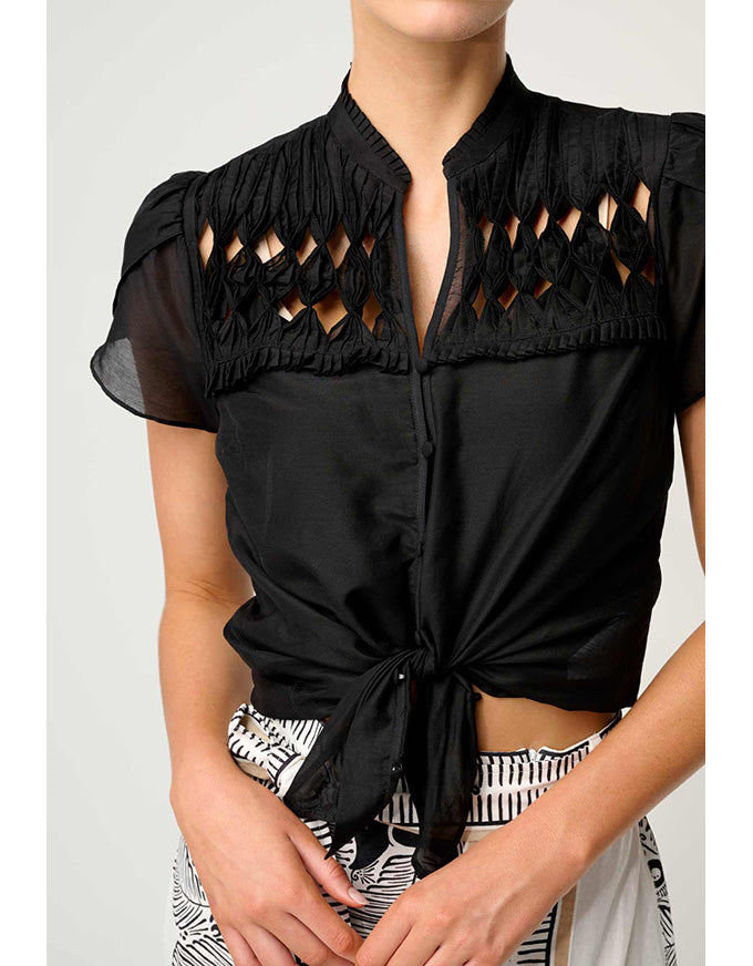 Dalia Diamond Smock Shirt Onyx