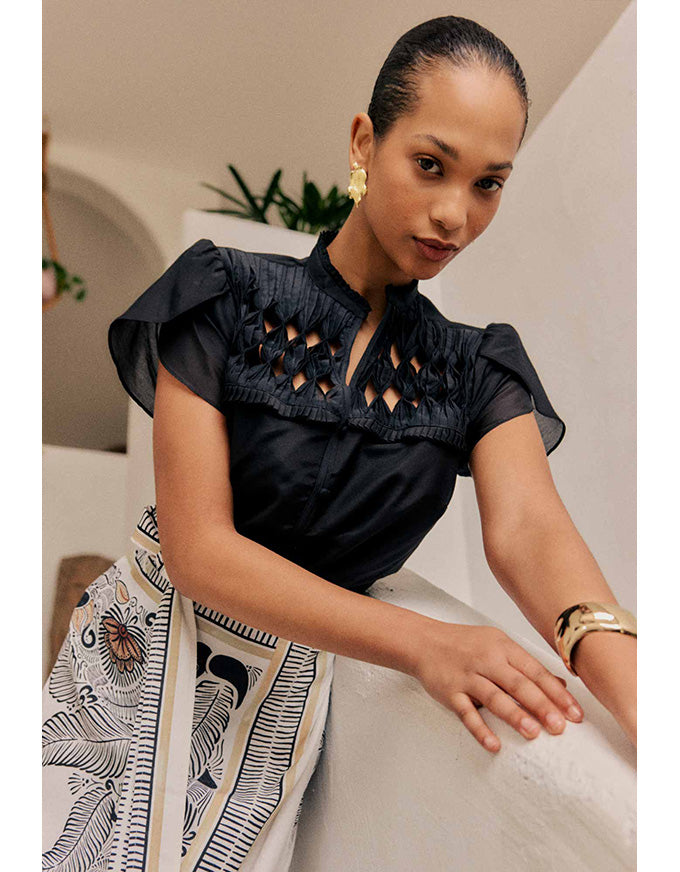 Dalia Diamond Smock Shirt Onyx