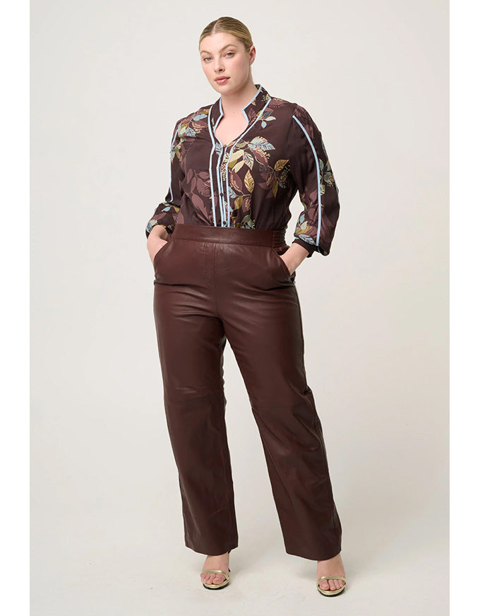 Asher Contrast Trim Faille Shirt Ember Vines